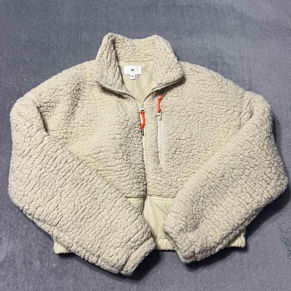 bp Jackets & Blazers - NWOT Cozy Cream Sherpa Jacket with Orange Accents
